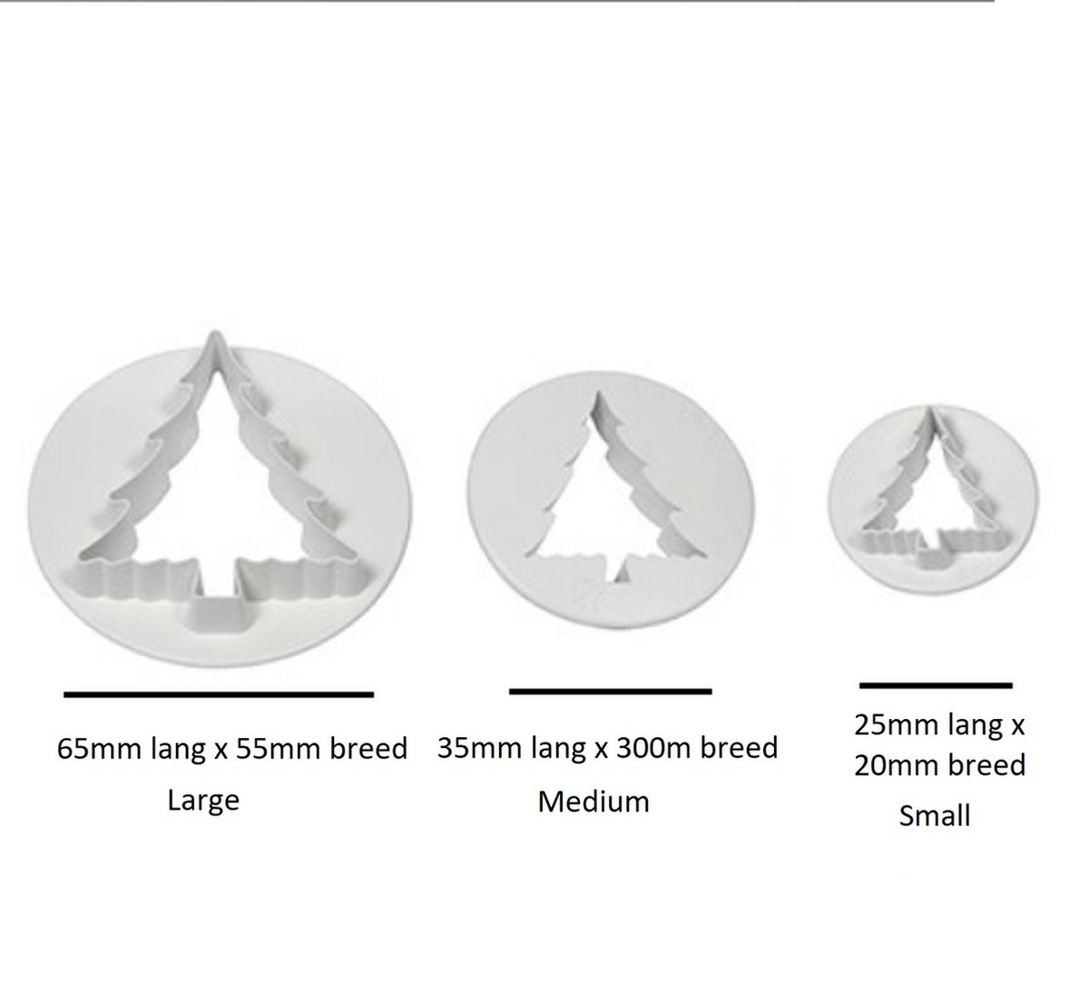 Kunststof uitsteker - kerstboom set van 3 - PME Arts&Crafts