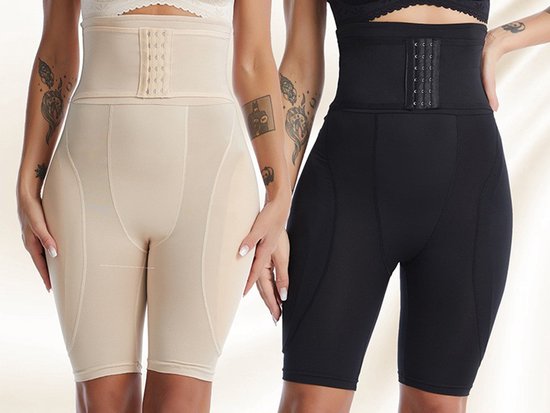 Butt Lifter Broek Voor Vrouwen Verstelbare Heupkussens Shapewear Hip Enhancer Ondergoed Naadloze Anti Chafing Controle Broek Onzichtbare Heupkussens Zwart Beige (Beige/3 pieces,XXL