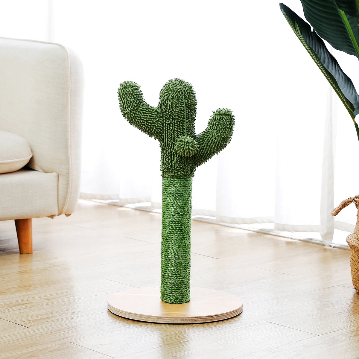 PAWZ Road 229-275 cm Cactus Krabpaal van Vloer tot Plafond met Verstelbare Hoogte, 5-Laagse Kattentoren met Gezellige Hangmat, Platformen en Hangende Balletjes | Bedden en slaapkamermeubels