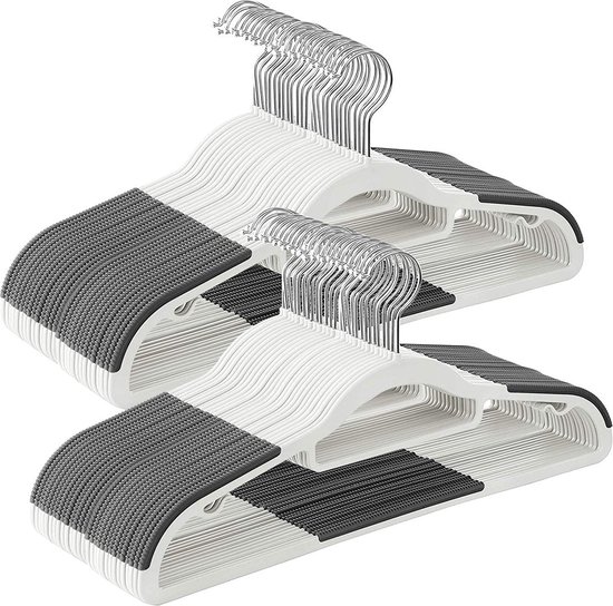 Kleerhangers 20 stuks kunststof 43 cm overhemdbeugel blousehanger zwart plaatsbesparend met brug