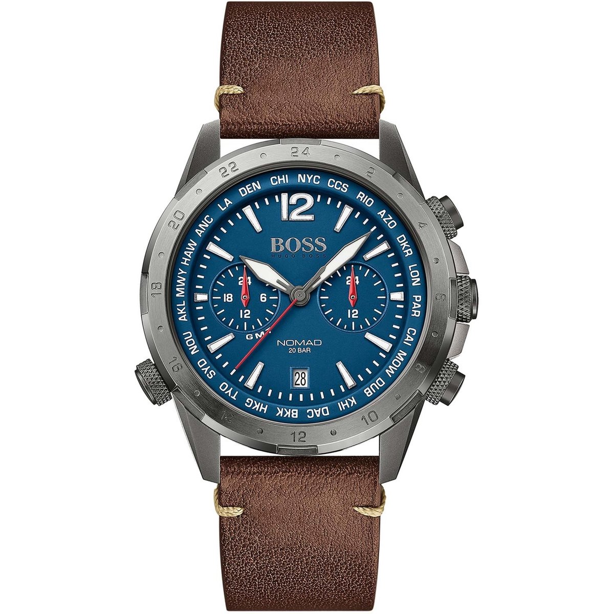 BOSS HB1513773 AERO - Polshorloge - Leer - Bruin - Ø 44 mm