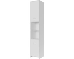 Casaria Badkamerkast Neapel - 180x30x30cm 6 Vakken 2 Deuren - Wit