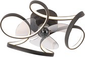 QAZQA mandy - Dimbare LED Plafondventilator met Verlichting | Lamp en Afstandsbediening - 1 lichts - Ø 55 cm - Zwart - Woonkamer | Slaapkamer | Keuken