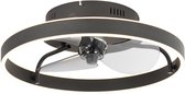 QAZQA maddy - LED Plafondventilator met Verlichting | Lamp en Afstandsbediening - 1 lichts - Ø 50 cm - Zwart - Woonkamer | Slaapkamer | Keuken