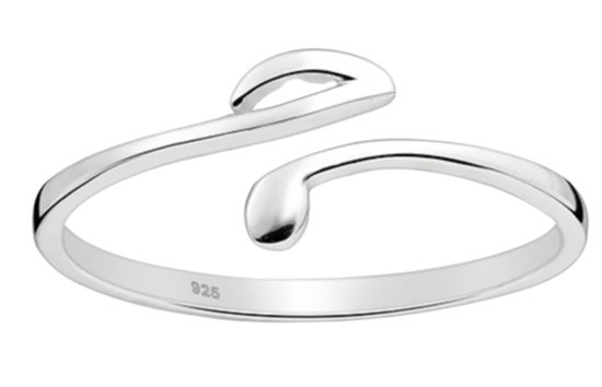 Joy|S - Zilveren muzieknoot ring - verstelbaar (maat: zie omschrijving) - muziek noot aanschuifring - type 6