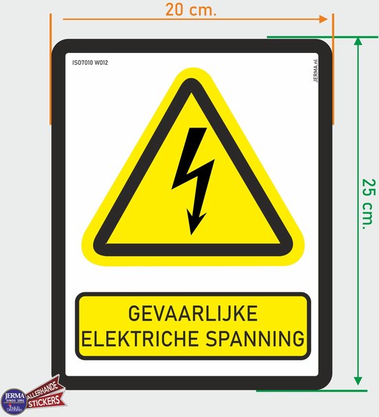 ISO7010 W012 Gevaarlijke elektrische spanning Waarschuwing sticker ...