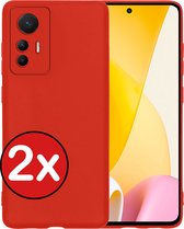 Hoesje Geschikt voor Xiaomi 12 Lite Hoesje Siliconen Case Hoes - Hoes Geschikt voor Xiaomi 12 Lite Hoes Cover Case - Rood - 2 PACK