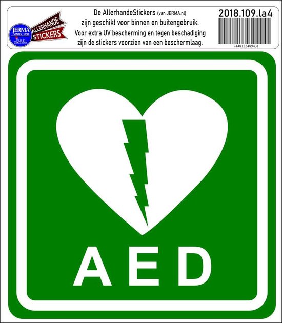 AED pictogram sticker set 2 stuks.