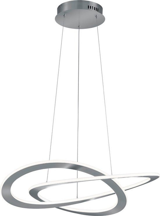 LED Hanglamp - Hangverlichting - Torna Oaky - 52W - Warm Wit 3000K - Dimbaar - Rond - Mat Nikkel - Aluminium