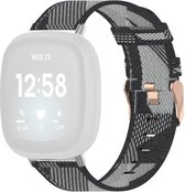 By Qubix geschikt voor Fitbit Versa 3 - Fitbit Versa 4 - Fitbit Sense 1 - Fitbit Sense 2 Canvas nylon bandje - Grijs Smartwatchbandje bandje Armband Polsband Strap Band Watchband