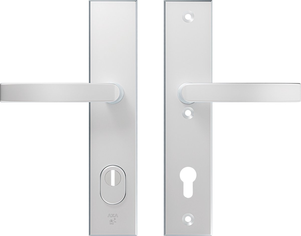 AXA Veiligheidsbeslag (Edge Plus) Aluminium glad: Kruk-Kruk (model Blok) PC92 met kerntrekbeveiliging SKG***