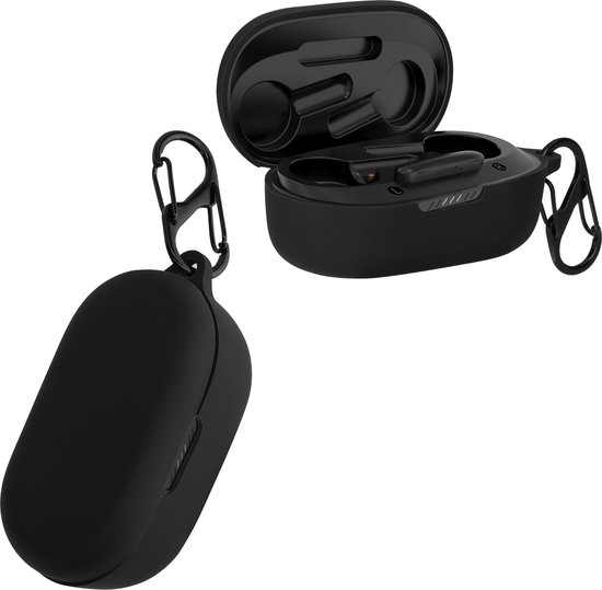 kwmobile cover voor oordopjes case - geschikt voor JBL QUANTUM TWS - Trendy beschermhoes draadloze oordopjes in zwart
