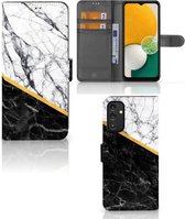 Mobiel Case Geschikt voor Samsung Galaxy A14 5G GSM Hoesje Marble White Black