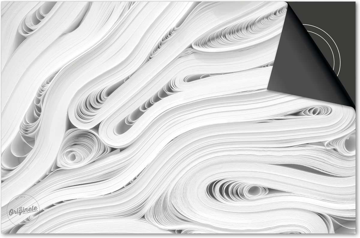 Inductie beschermer 90x52 - afdekplaat inductie mat - Dietrix Kookplaat beschermer - DELUXE - Wit - Kranten papier abstract
