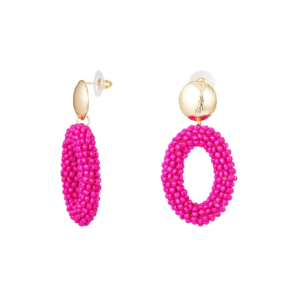 Ooh la la earrings - Roze - Goud - Glas - Kralen - Dames oorbellen