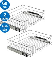 2-Delige Set Inbouw Schuiflades Voor Keukenkast - 60 cm - ComfortSlide Geleiderails - Ladeverdelers - Anti-slip