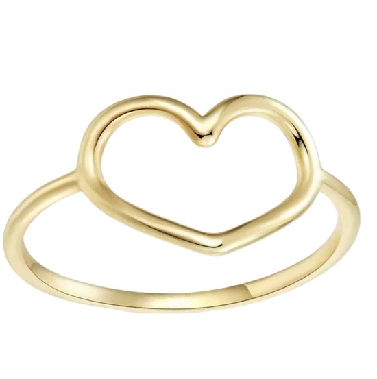 Tracelet - Zilveren Ringen - Hart ring | Gold color silver | 925 Sterling  Zilver - 925... | bol