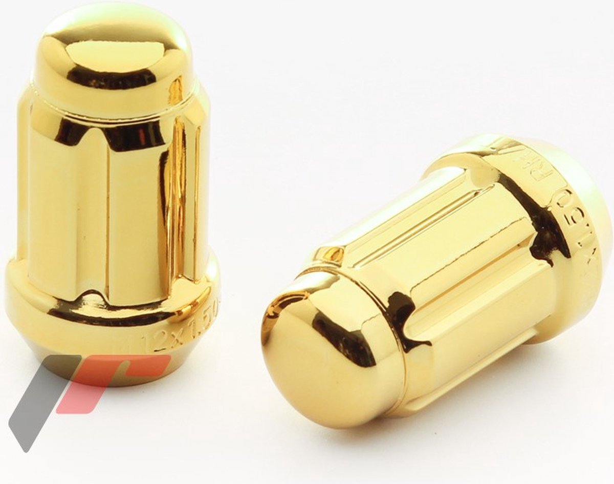 Conische wielmoeren JN2S - M12 x 1,25 - Goud - Set van 20 plus sleutel - M12x1,25 / M12x1.25