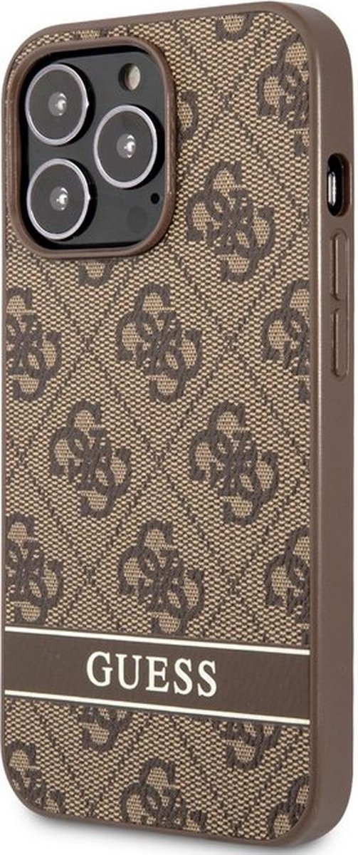 Guess 4G Printed Stripe Back Case - Geschikt voor Apple iPhone 13 Pro Max (6.7") - Bruin