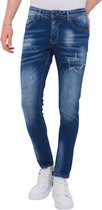 Blue Ripped Jeans Heren - Slim Fit -1081- Blauw