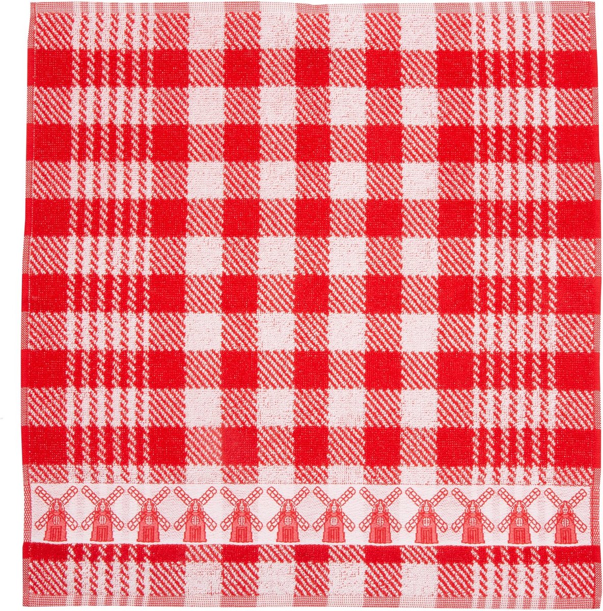 Twentse Damast Keuken Handdoeken - Hollandse Designs - Katoen - Keukendoeken Set - 6 stuks - 50x55 cm - Molen Rood