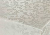 Tafelzeil/tafelkleed - Damast - licht beige - barok krullen print - 140 x 300 cm