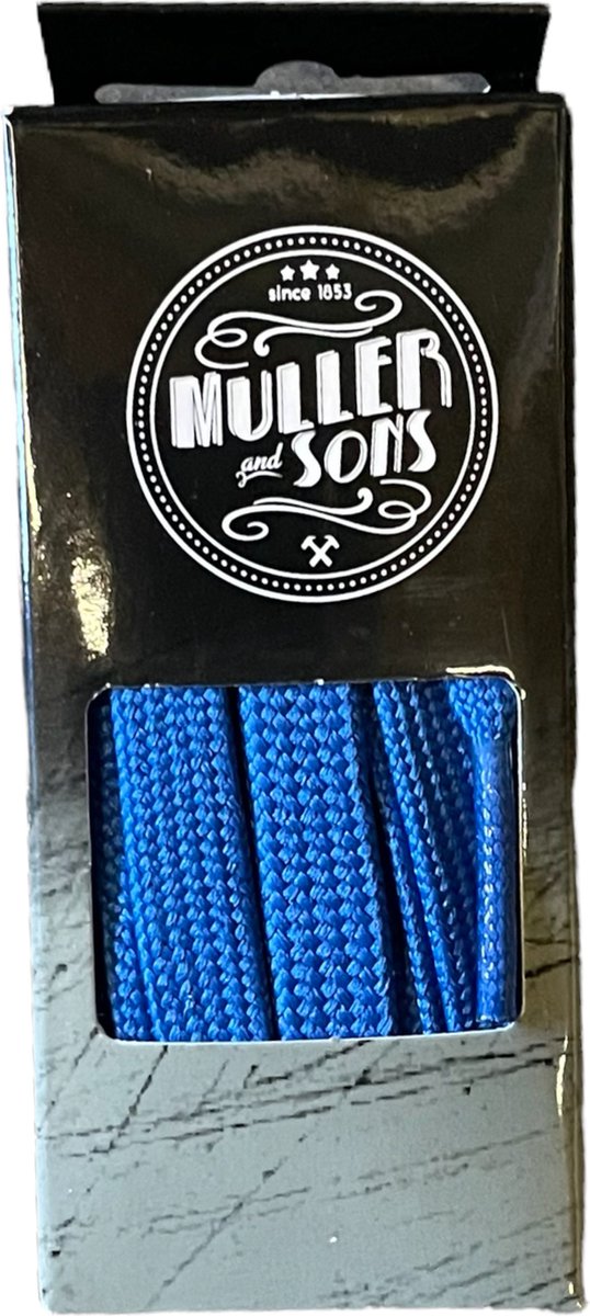 9mm Platte sneakerveter Muller and Sons in fraaie kleuren en combinaties - Neon Blauw, 120cm