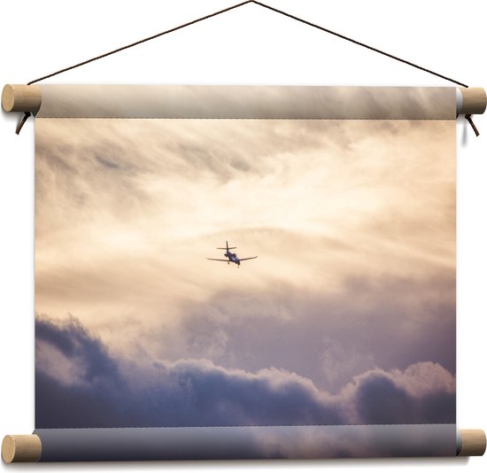 Textielposter - Vliegtuig tussen de Wolken - 40x30 cm Foto op Textiel