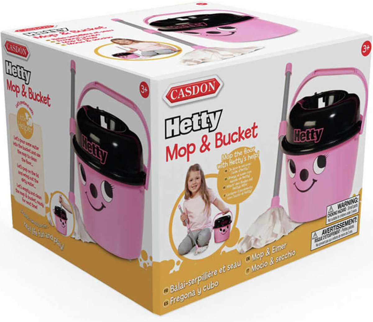 Casdon Aspirateur Hetty, Aspirateur jouet rose pour enfants à partir de 3  ans
