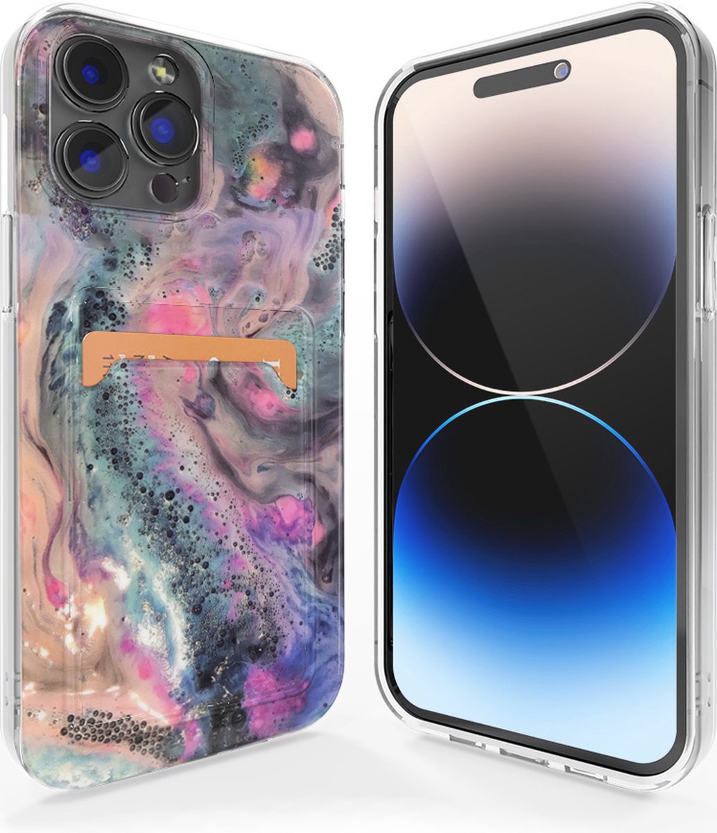 ShieldCase Hoesje geschikt voor Apple iPhone 11 Pro hoesje pasjes - Pastel Party - ruimte voor pasjes - pashouder - Meerkleurig