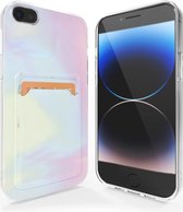 ShieldCase geschikt voor Apple iPhone 7/8 hoesje pasjes - Galaxy Pink - Marmer look hoesje - Marmeren uitstraling met pasjeshouder - Shockproof hardcase