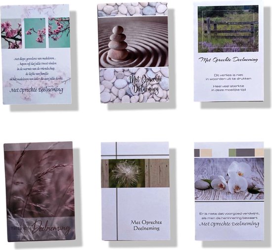 6 cartes de vœux de condoléances de Luxe Premium - Sincères condoléances -  17x12cm 