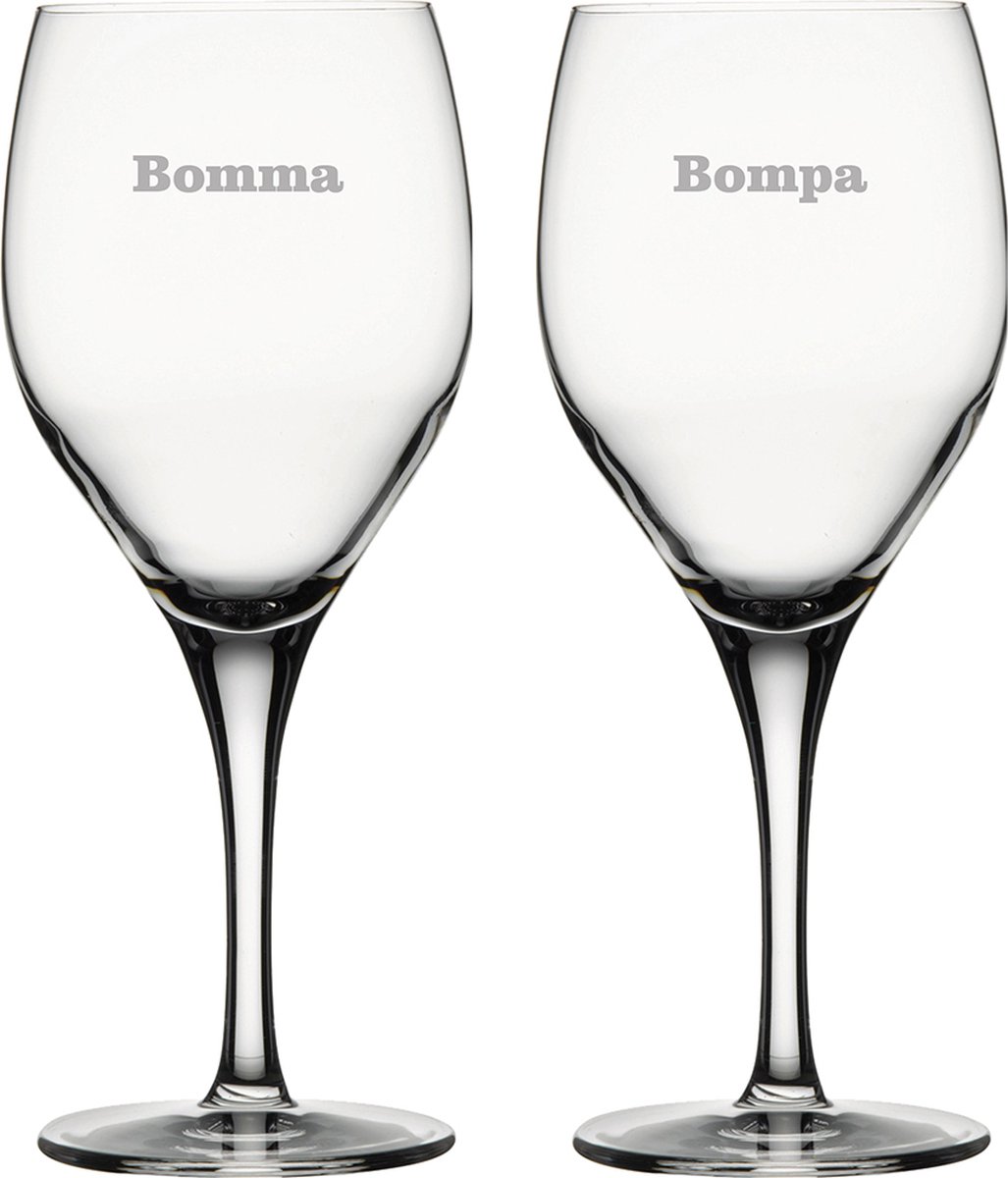 Witte wijnglas gegraveerd - 34cl - Bomma-Bompa