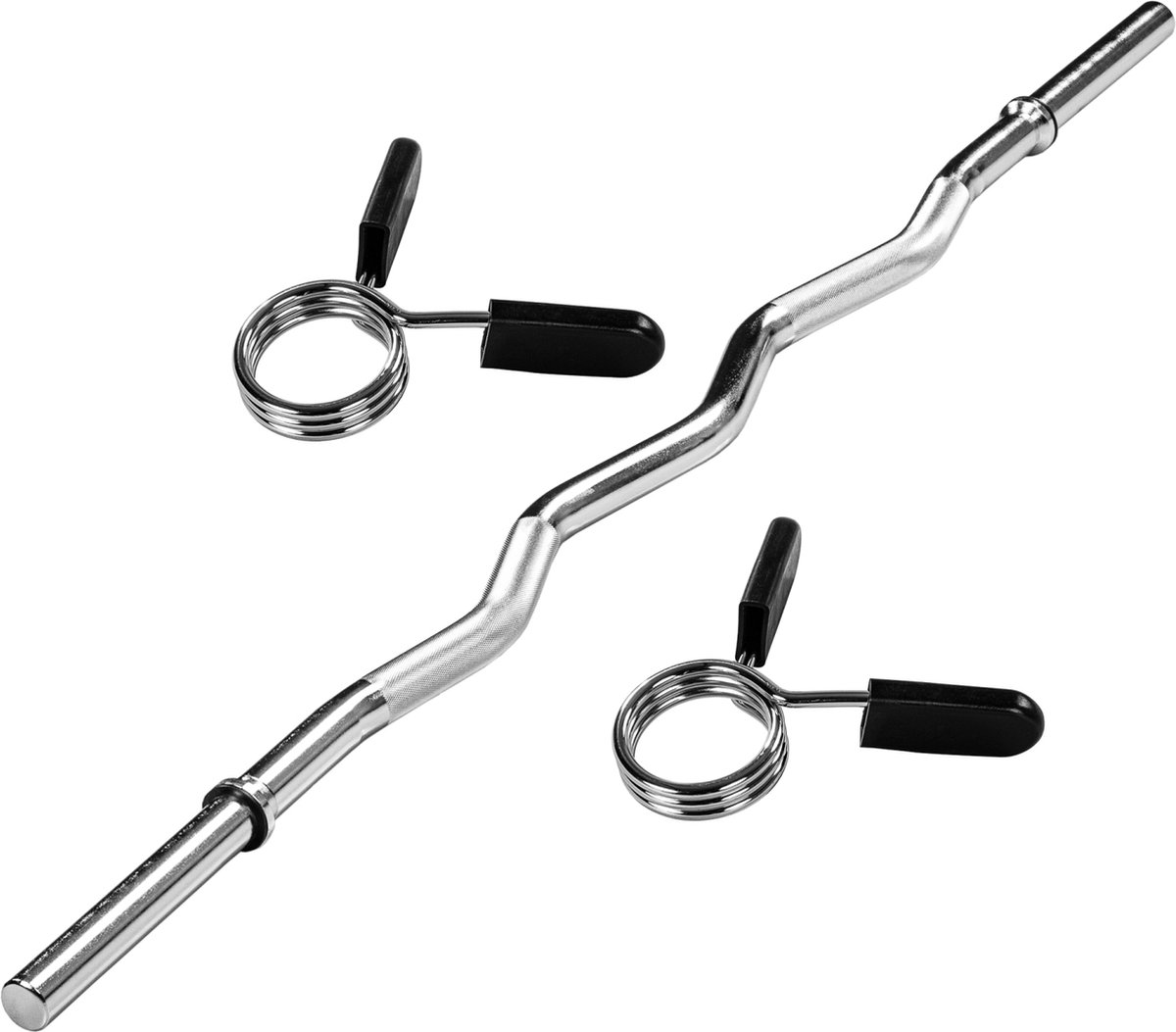 Curlstang - Curl bar - Ez bar - Halterstang - 30 mm - 120 cm - Chroom