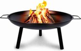Brasero pour BBQ - Panier à feu extérieur - Cheminée de patio - avec poignées - 60 x 29 CM - Acier - Zwart - avec grilles pour le BBQ - Barbecue