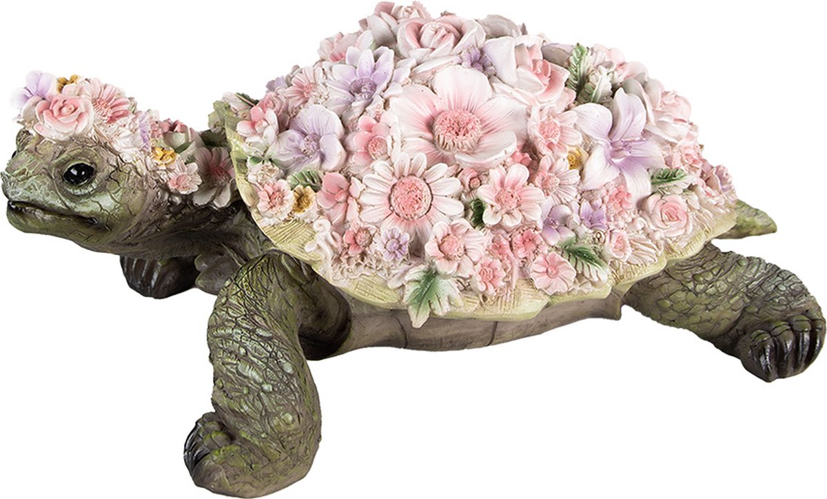 6PR4884 Décoration Tortue 34x21x14 cm Rose Polyrésine Tortue