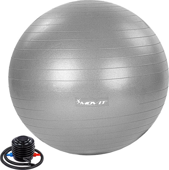 Yoga - Yoga bal - Pilates bal - Yoga bal 65 cm - Fitness bal - Fitness bal 65 cm - Inclusief pomp - Zilver