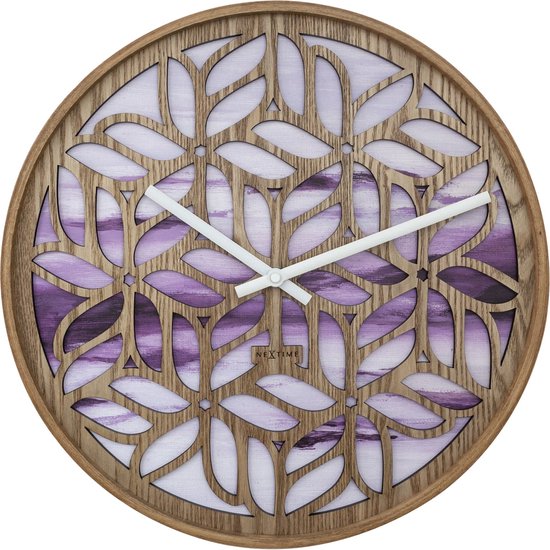 Horloge Murale 40cm-Silencieuse-Violet-Bois- NeXtime Yogi