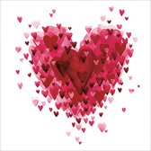 20 Papieren Lunch Servetten - Heart of hearts red