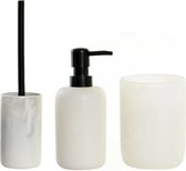 Items - Toiletborstel houder - beker/zeeppompje - marmer look - wit