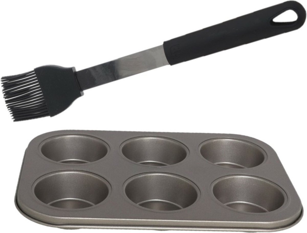 Cupcake en muffin bakvorm/bakblik - 26 x 18 cm - incl. invetkwast - 26 cm