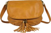 Flora&Co - Paris - Crossbody tas met flap - handig opbergvak in flap - soft - licht camel/bruin