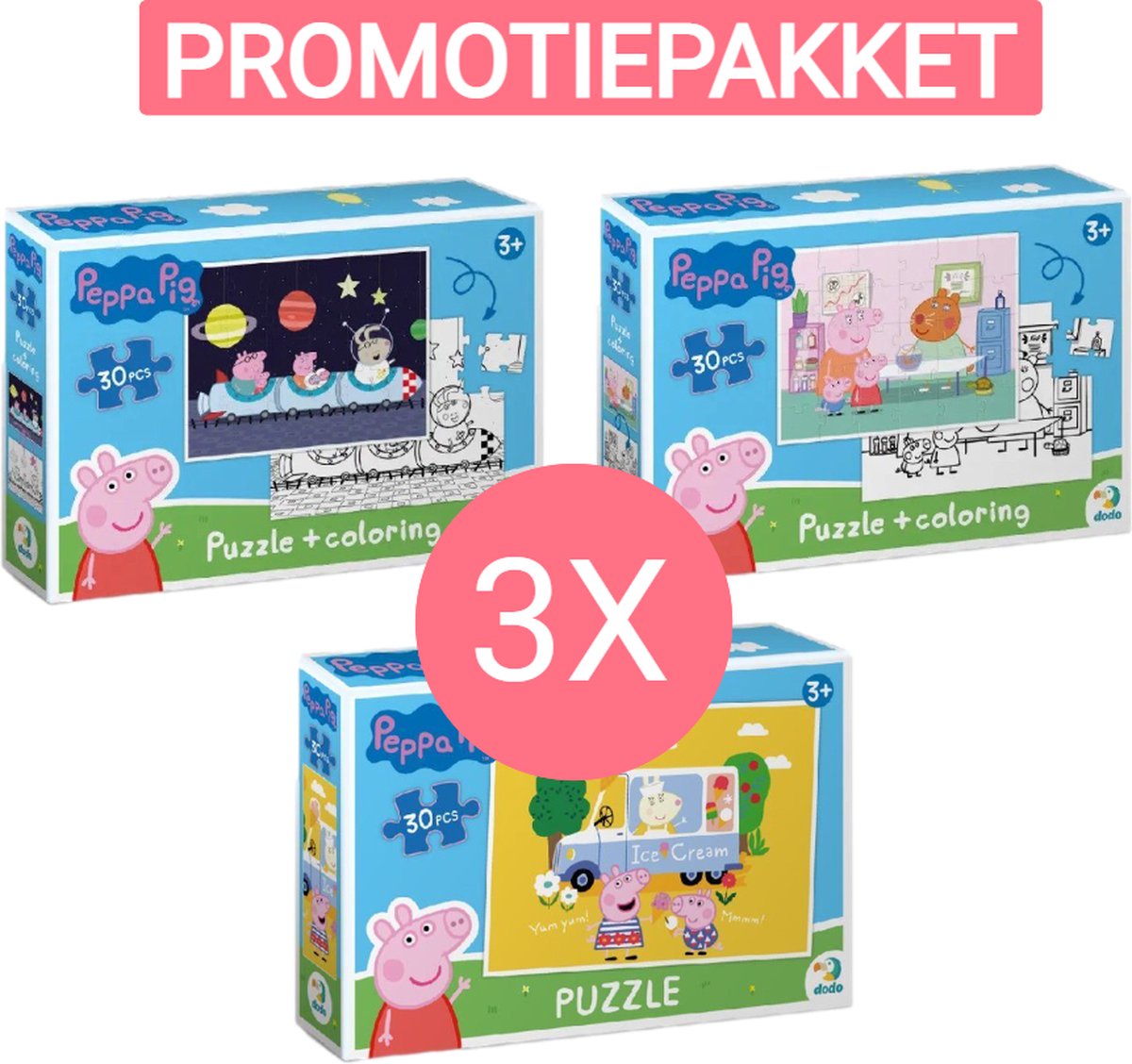 Clementoni Peppa Pig 4-in-1 puzzelset - 12 16 20 24 stukjes