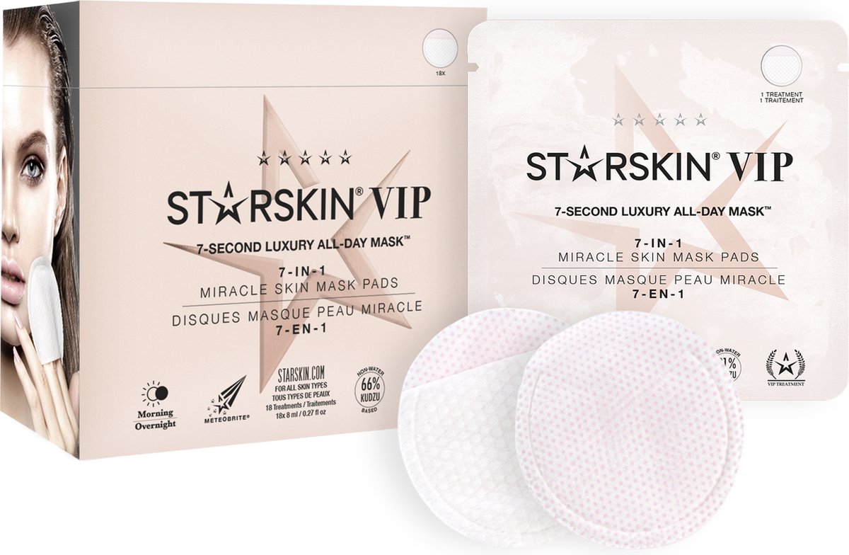 Starskin® VIP 7 Second Gezichtsmasker- Korean Skincare - Bio Cellulose Sheet Mask - Alle Huidtypen - 18 Pack