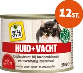 VITALstyle Huid+Vacht - Natvoer - Ondersteunt Bij Huidproblemen En Extreem Verharen - Met o.a. Brandnetel & Sint Janskruid - 200 g - 12 stuks