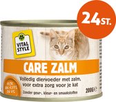 VITALstyle Care Met Zalm - Natvoer - Gevarieerde Voeding Voor Een Levenslustige Kat - Met o.a. Catnip & Peterselie - 200 G - 24 stuks