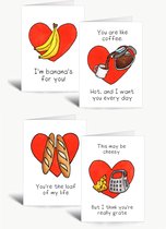 Jeu de cartes Valentines - Amour - Carte de vœux avec enveloppe - Jeux de mots - Jeux de mots alimentaires - Anglais - Drôle