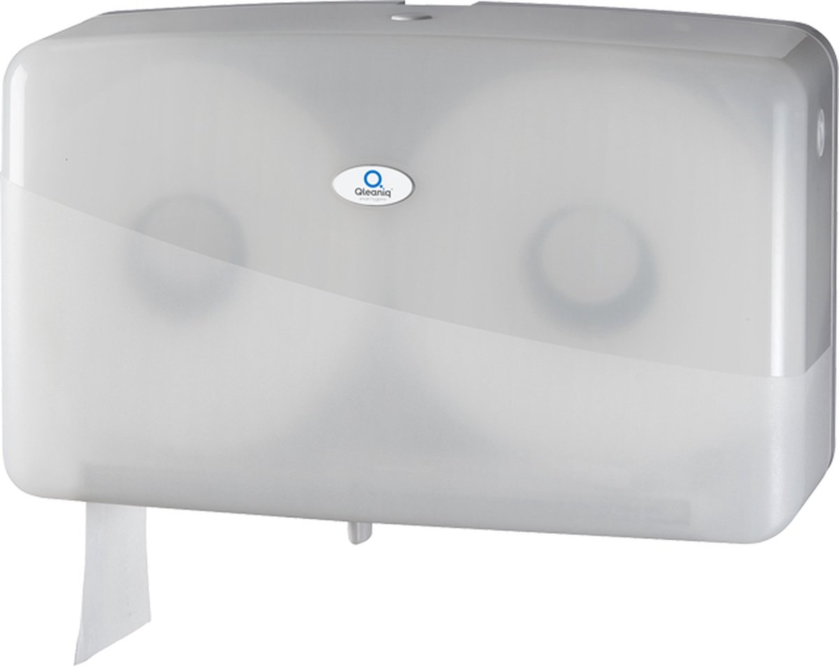Qleaniq® Toiletpapierdispenser | Samengesteld | Luxury | duo jumbo | wit | Voordeelverpakking | 3 x 1 stuks