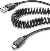 Cellularline - Data kabel, micro-usb opgerold, zwart
