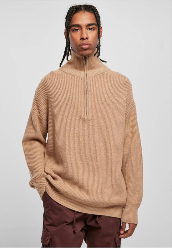 Urban Classics - Oversized Knitted Troyer Pullover/trui - XXL - Beige